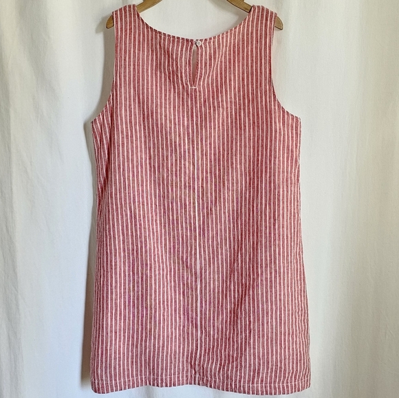 Beach Lunch Lounge Red & White Sleeveless Stripe Linen Dress - Picture 13 of 15